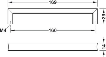 Zkosená úchytka, Häfele Déco H1915, zinková slitina