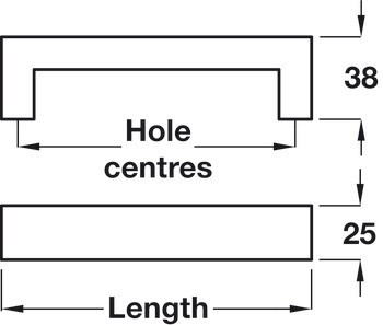 Zkosená úchytka, Häfele Déco, hranatá, nerez