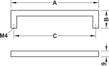 Zkosená úchytka, Häfele Déco, hranatá, zinková slitina