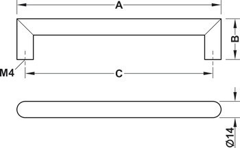 Zkosená úchytka, Häfele Déco, kulatá, nerez