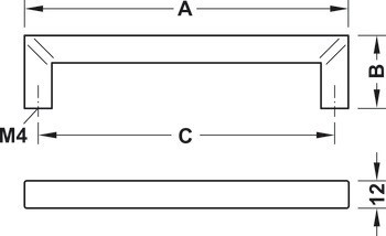 Zkosená úchytka, Häfele Déco, ocel