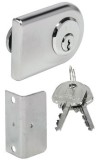 Jazýčkový zámek pro skleněné dveře, Häfele Symo FM Pro, s pevnou vložkou s pinovými stavítky, backset 26 mm, standardní profil, individuální
