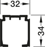 Jednoduchá pojezdová kolejnice, Předvrtaná, Š x V: 32 x 34 mm