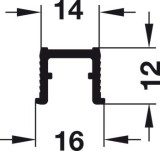 Jednoduchá vodicí kolejnice, předvrtaná, 16 x 13 mm (Š x V)
